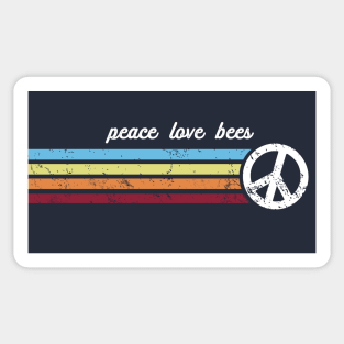 Retro Stripes Peace Love Bees Sticker